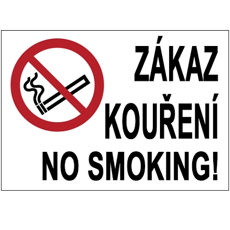 Značka Zákaz kouření – No smoking!, samolepicí fólie, 210 × 297 mm